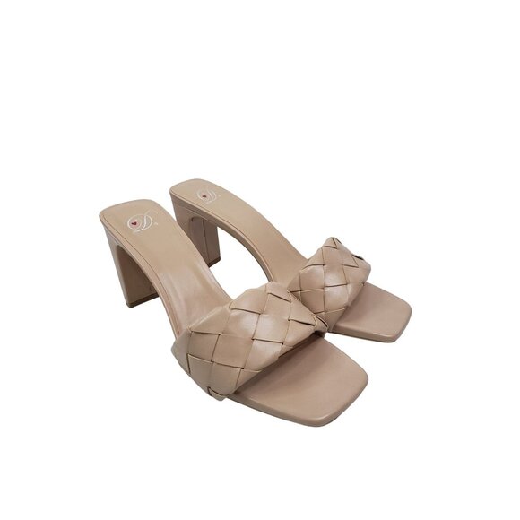 My Delicious Venture‎ Nude Weaved Braided Slip On Slide Heel Sandals - Size 10 - Picture 1 of 10